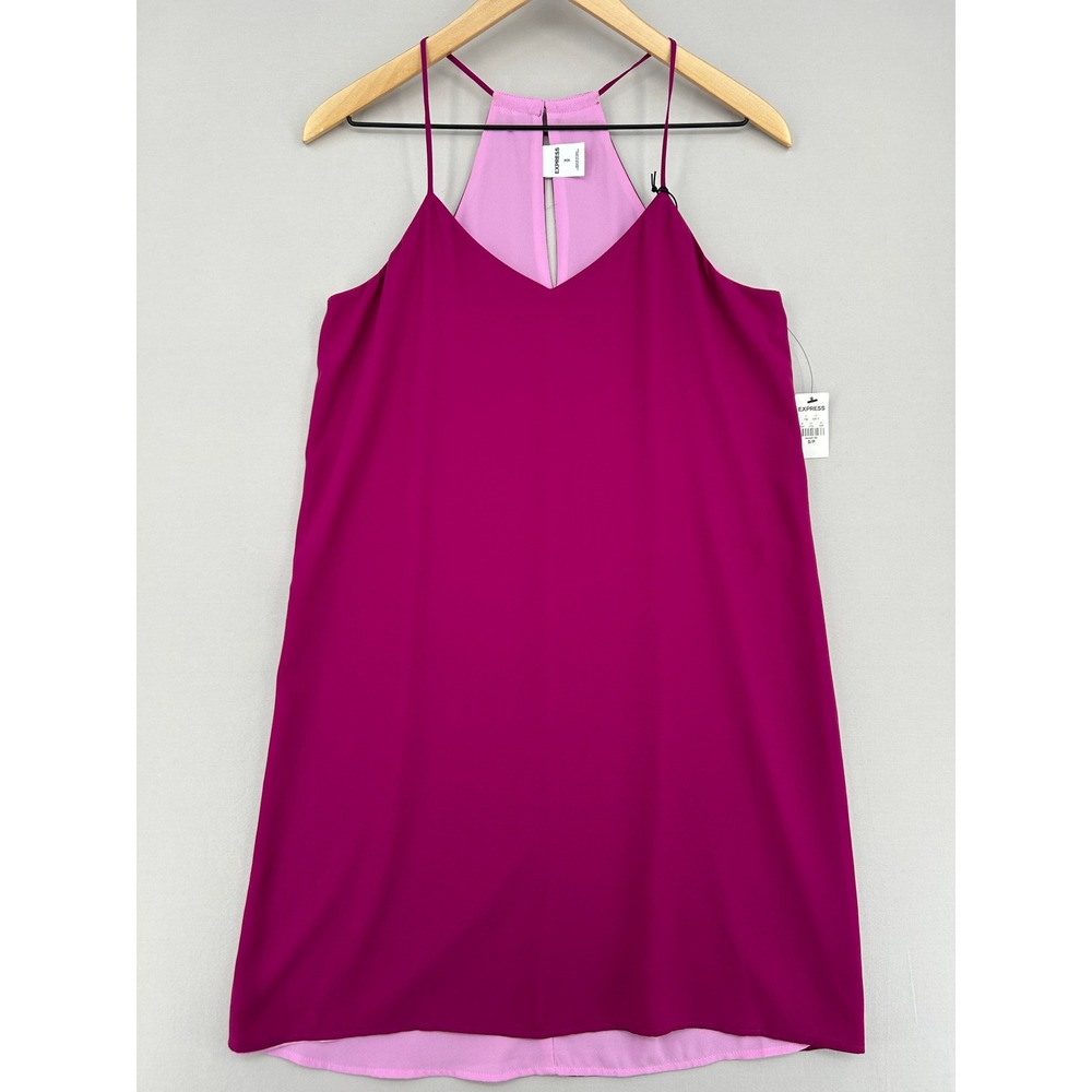 Express Reversible Magenta Pink V-Neck Mini Dress Womens Small NWT 94448182
